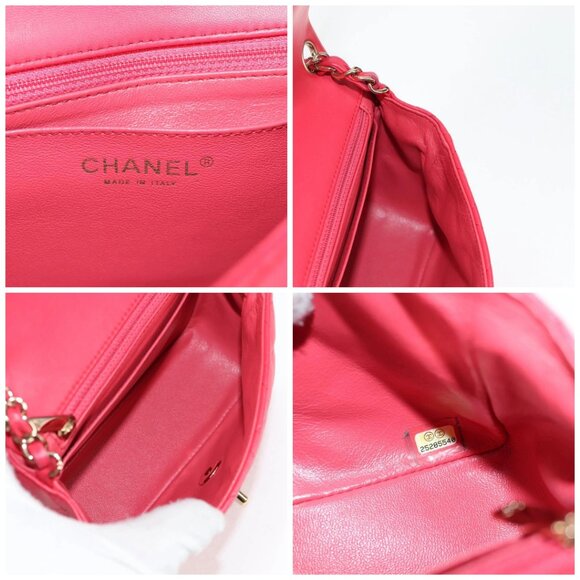 CHANEL Matelasse Chain Shoulder Bag Lamb Skin Pink Gold CC Auth 128553M - Picture 15 of 16